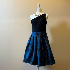 RL one shoulder midi dress.